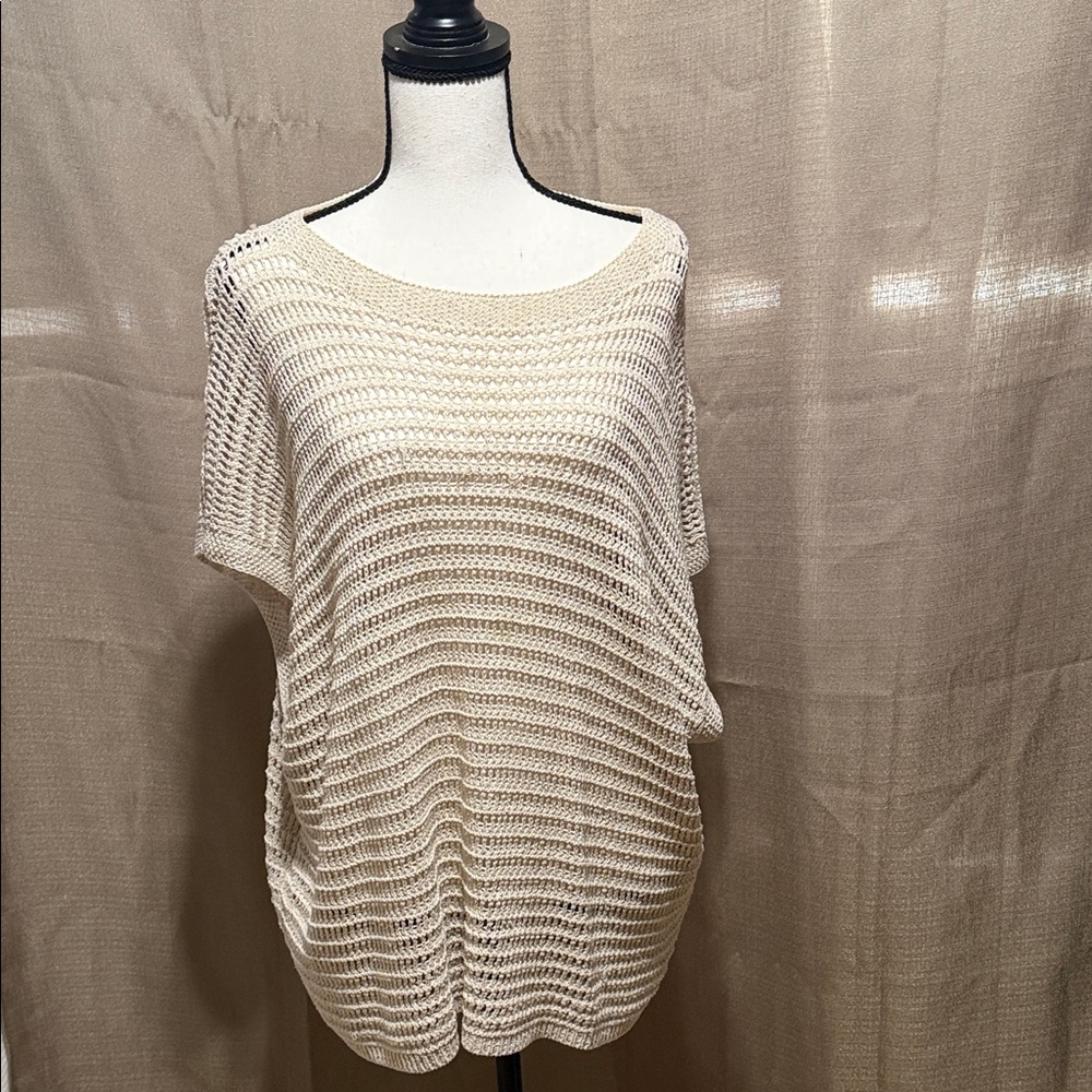 Max Studio oversized Open-Knit Short Sleeve Sweater Top - Sz L